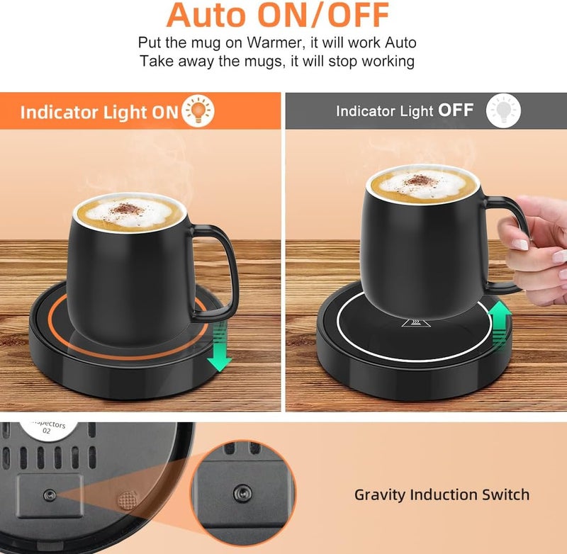 Dimux Coffee Mug Warmer for Desk,Heating Plate Electric Cup Warmers for Men Women Adult (D + Orange Light) - Image 2